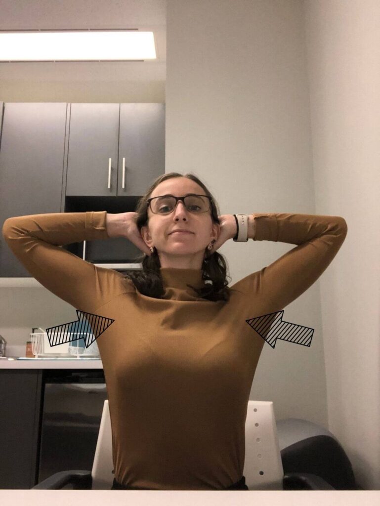 Chest stretch with elbows out